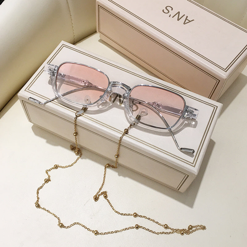 Half-frame Personality Sunglasses Trend Photo Concave Shape With Chain