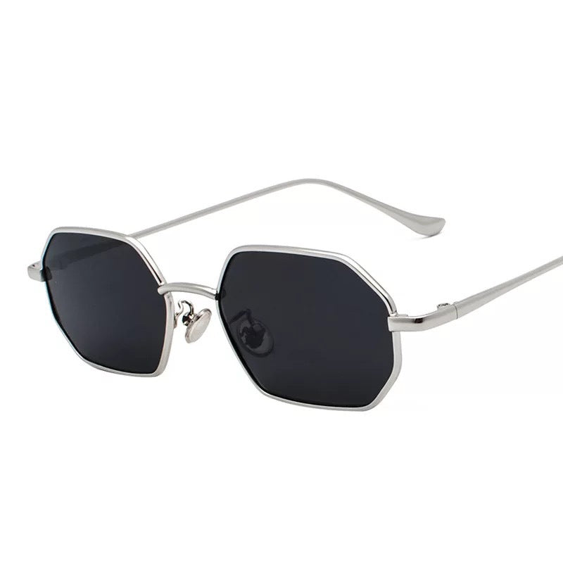 Retro Small Mirror Color Sunglasses With Black Lenses