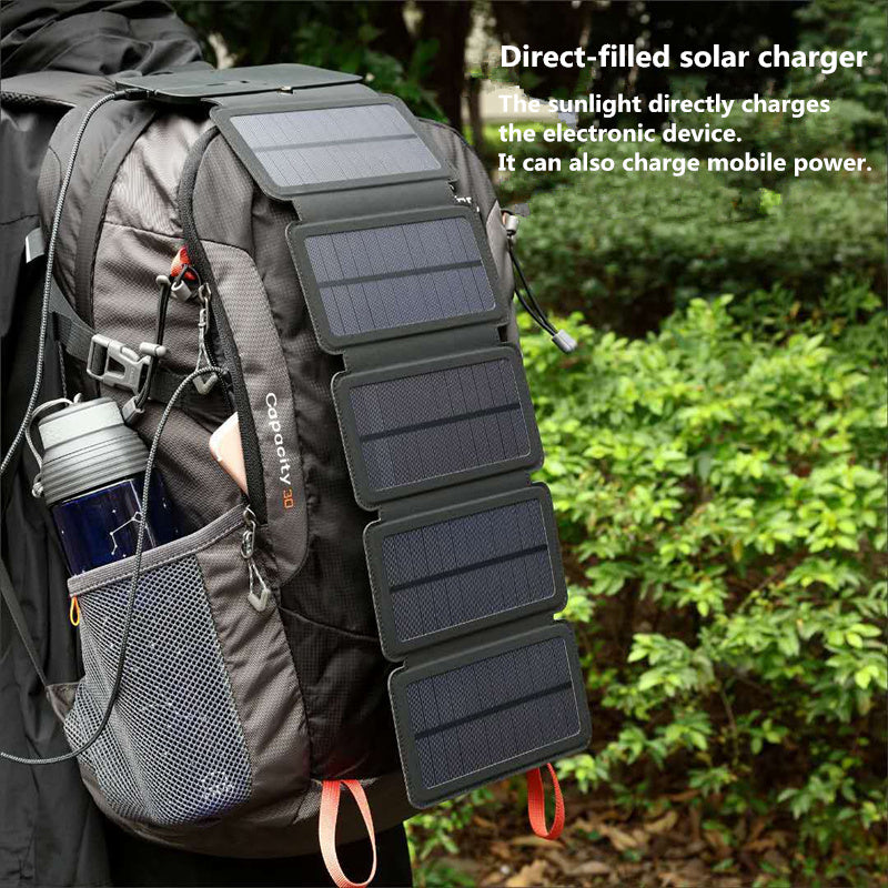 Outdoor-Falt-Solarpanel-Ladegerät, tragbar, 5 V, 2,1 A, USB-Ausgangsgeräte, Camp-Wanderrucksack, Reise-Netzteil für Smartphones