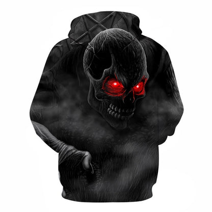 Langärmliger Freizeitpullover mit Horror-Totenkopf und 3D-Druck