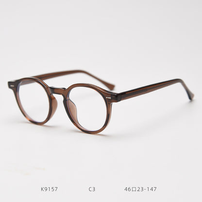 K9157 Japanese And Korean Myopia Glasses Rim Trendy Men's Female Online Influencer Artistic Retro Round Plain Glasses Frame Degrees