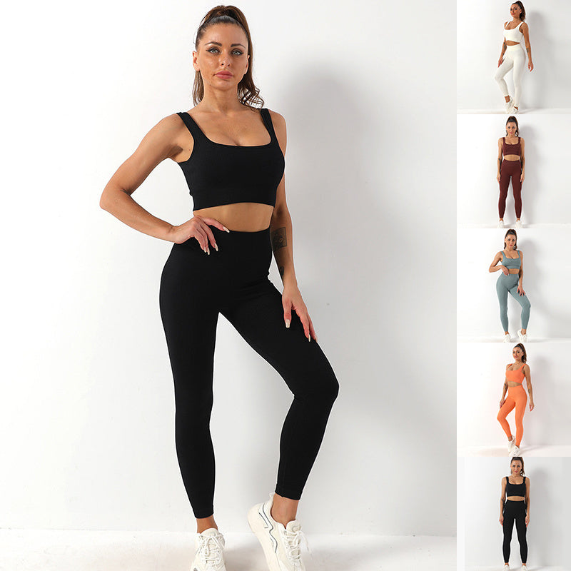 Ensemble de 2 pièces de yoga sans couture avec soutien-gorge et leggings taille haute pour femmes, pantalon de sport, de fitness, de yoga, de sport, tenues