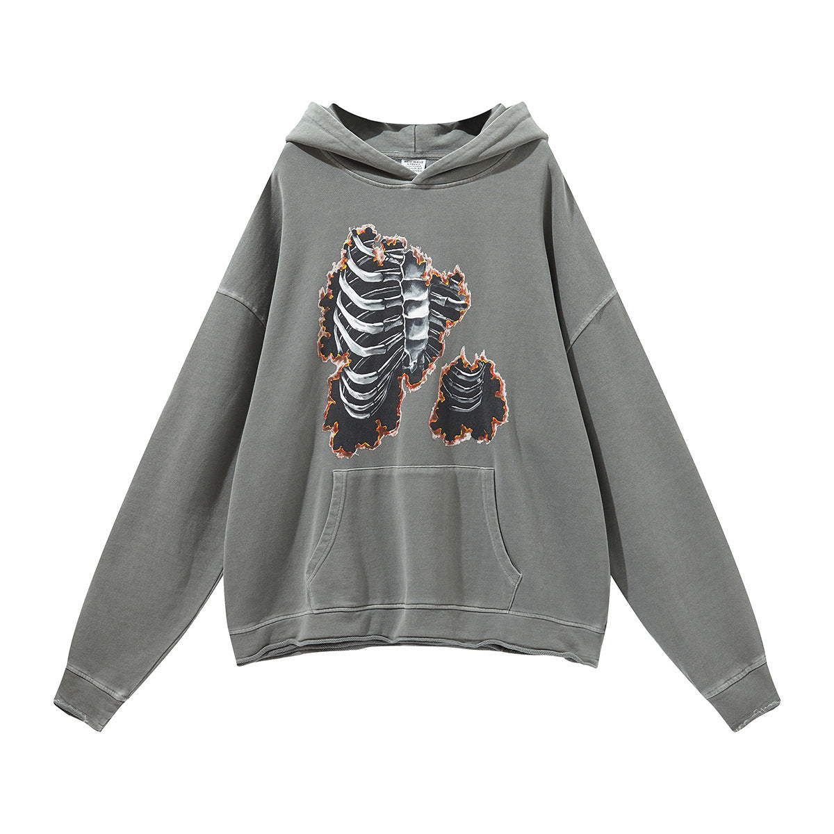 Sweatshirt mit lockerer Kapuze und Totenkopf- und Menschenknochen-Print