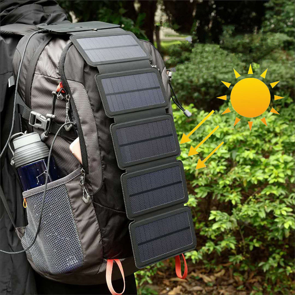 Outdoor-Falt-Solarpanel-Ladegerät, tragbar, 5 V, 2,1 A, USB-Ausgangsgeräte, Camp-Wanderrucksack, Reise-Netzteil für Smartphones