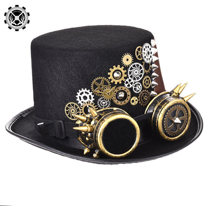 Chapeau Steampunk Gear Punk Rivet Chapeau Lunettes Gothiques Chapeau Magique 