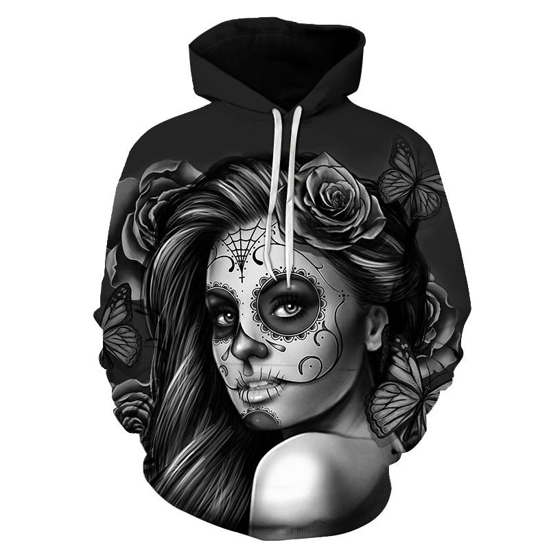 Sweat-shirt gothique rétro avec masque de beauté et tête de mort