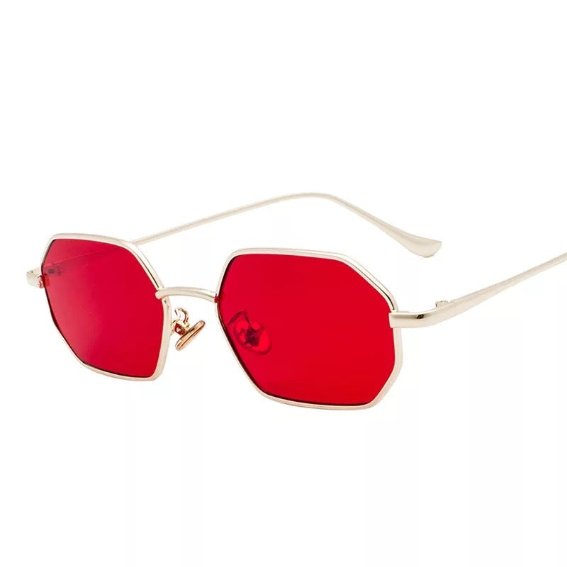 Retro Small Mirror Color Sunglasses With Black Lenses