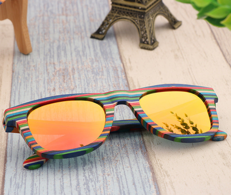 Men's And Women's Outdoor Cycling Colorful Wood Sunglasses