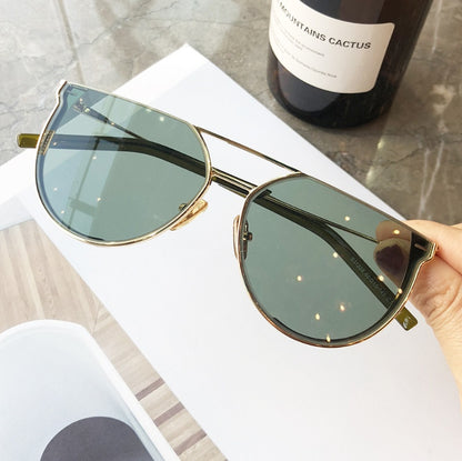 star with the same paragraph sunglasses female big box plain face photo sunglasses cut edge half frame sunglasses men glasses