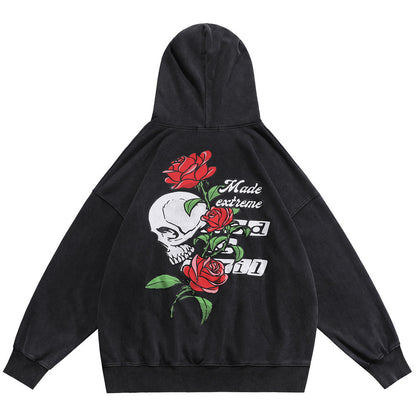 Fried Street Skull Rose Kapuzenpullover Herren