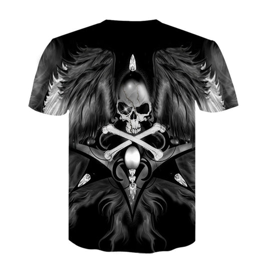 T-Shirt mit Totenkopf-Print und FlügelnD