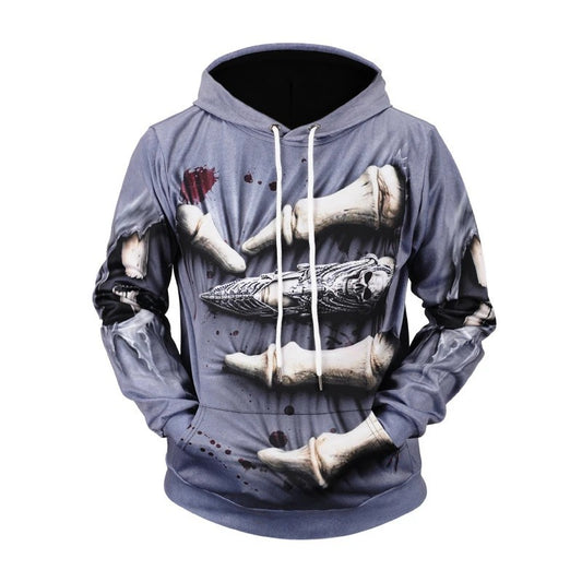 Sportlicher, lässiger Halloween-Pullover mit Totenkopf-Print