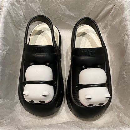 2024 Pantoufles mignonnes avec lampe panda Sandales d'été pour femme Chaussures légères et amusantes pour femmes