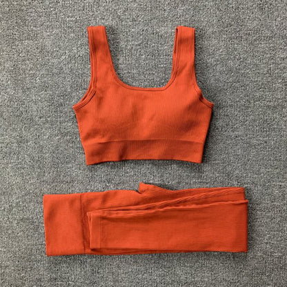 Ensemble de 2 pièces de yoga sans couture avec soutien-gorge et leggings taille haute pour femmes, pantalon de sport, de fitness, de yoga, de sport, tenues