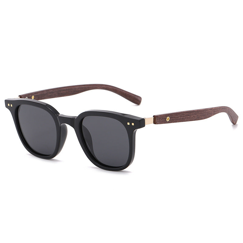 Personality Trendy TR90 Polarized Sun Glasses Female Retro Easy Matching Wood Grain