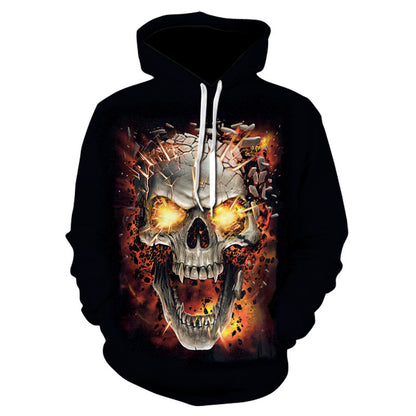 Sport-Kapuzenpullover für Herren mit 3D-Totenkopf-Digitaldruck