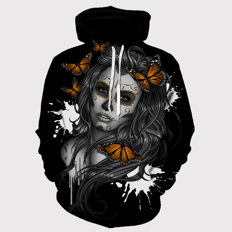 Sweat-shirt gothique rétro avec masque de beauté et tête de mort