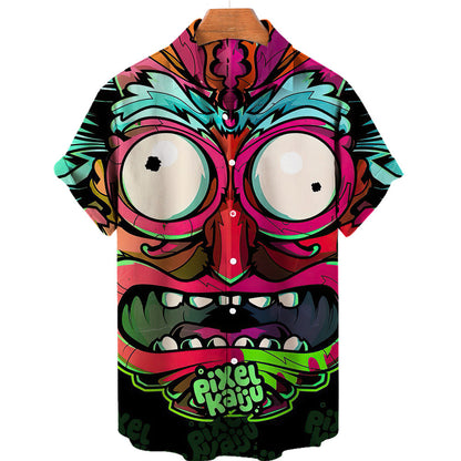 Herren Totenkopf Hemd 3D Hawaiian Kurzarm