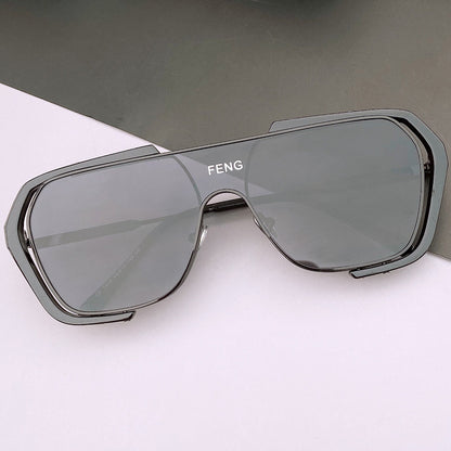 Hollow Anti-UV Flat Mirror Contrast Color Tide Sunglasses