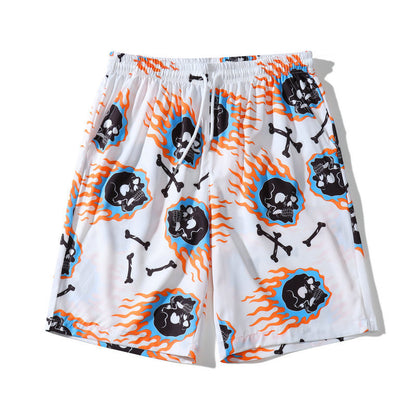 Lässiges Strand-Shirt-Shorts-Set für Herren mit Totenkopf-Print