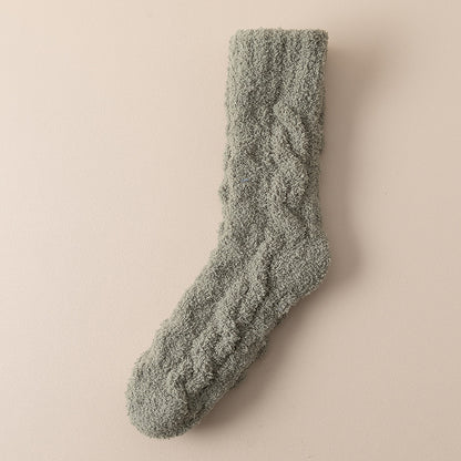 Chaussettes d'hiver chaudes et pelucheuses en polaire corail pour femmes et hommes, chaussettes de sol épaisses en velours pour dormir à la maison