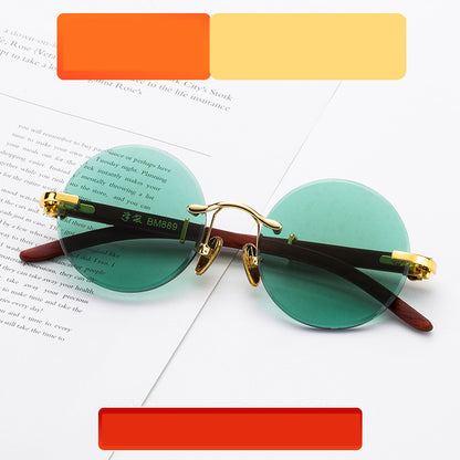 Lucky Dark Green Frameless Trimmed Sunglasses