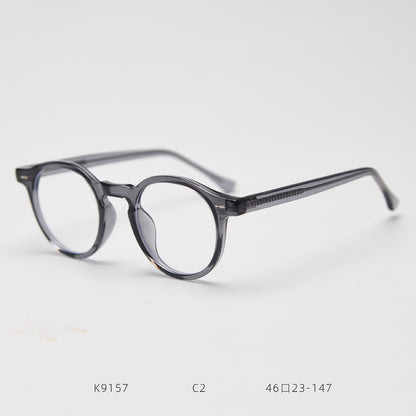 K9157 Japanese And Korean Myopia Glasses Rim Trendy Men's Female Online Influencer Artistic Retro Round Plain Glasses Frame Degrees