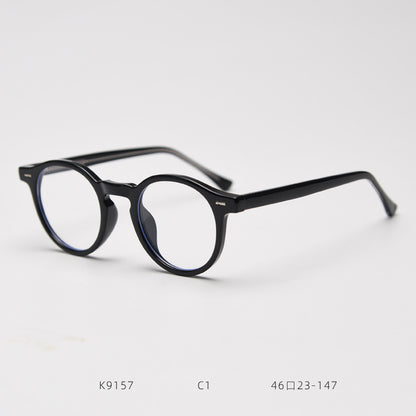 K9157 Japanese And Korean Myopia Glasses Rim Trendy Men's Female Online Influencer Artistic Retro Round Plain Glasses Frame Degrees