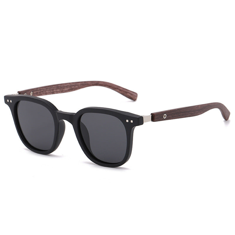 Personality Trendy TR90 Polarized Sun Glasses Female Retro Easy Matching Wood Grain