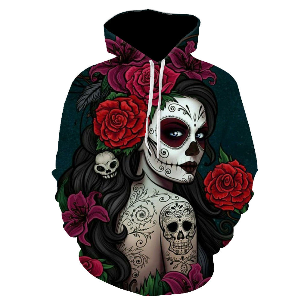 Sweat-shirt gothique rétro avec masque de beauté et tête de mort