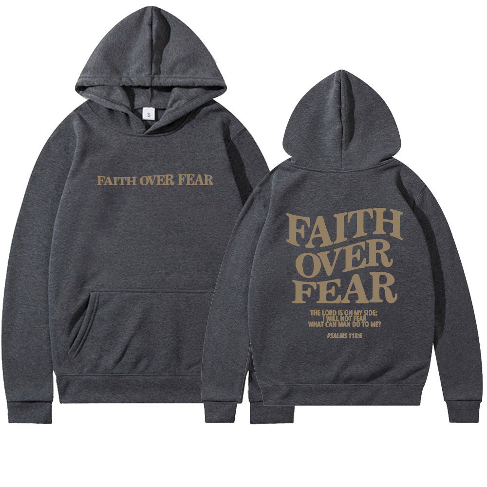 Sweat à capuche chrétien Faith Over Fear Sweat-shirt chrétien Sweat à capuche Jésus Sweat à capuche tendance T-shirt verset biblique Vêtements esthétiques unisexes