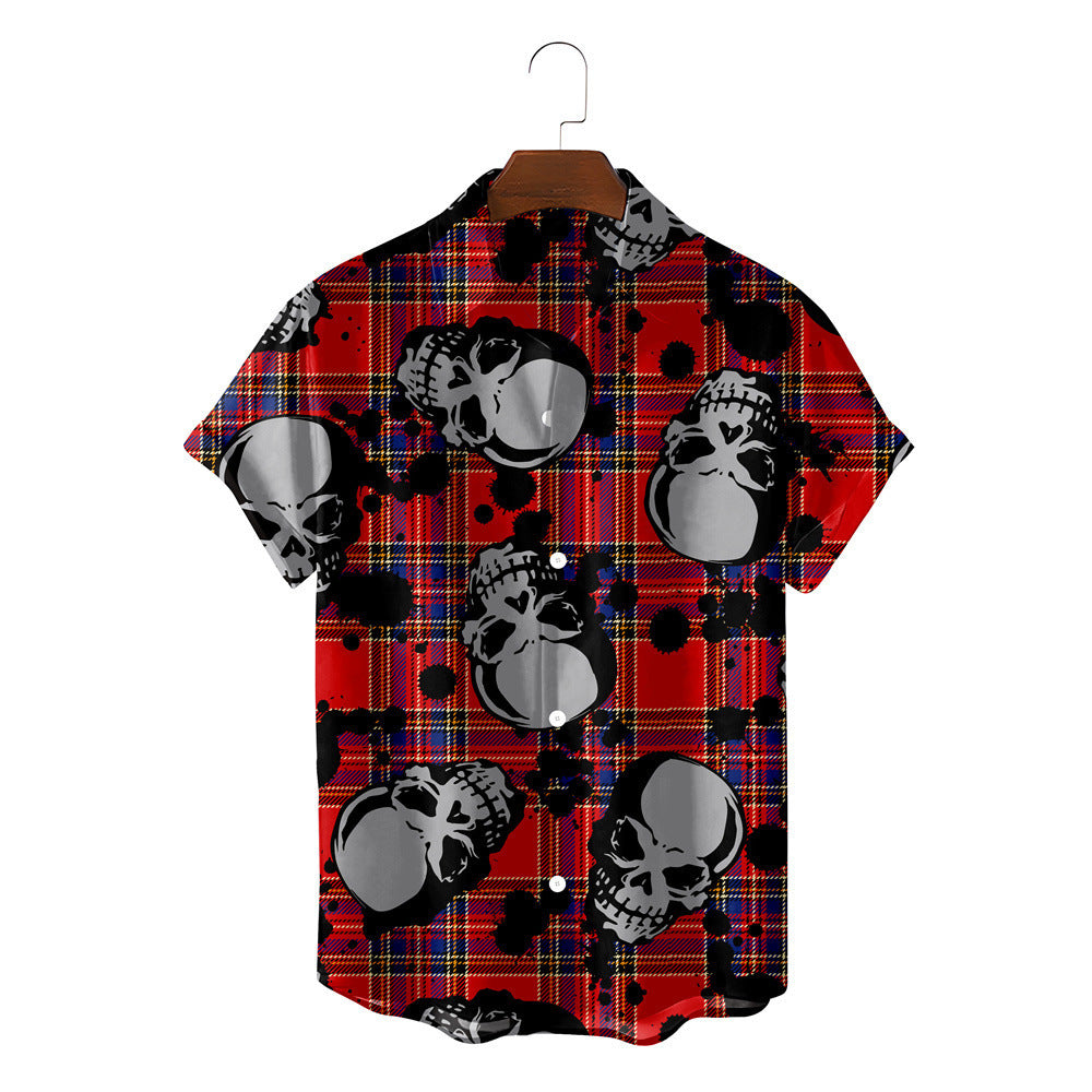 Chemise hawaïenne décontractée d'été pour hommes avec motif tête de mort 3D