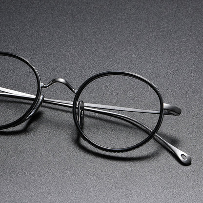 Pure Titanium Retro Round Glasses Frame