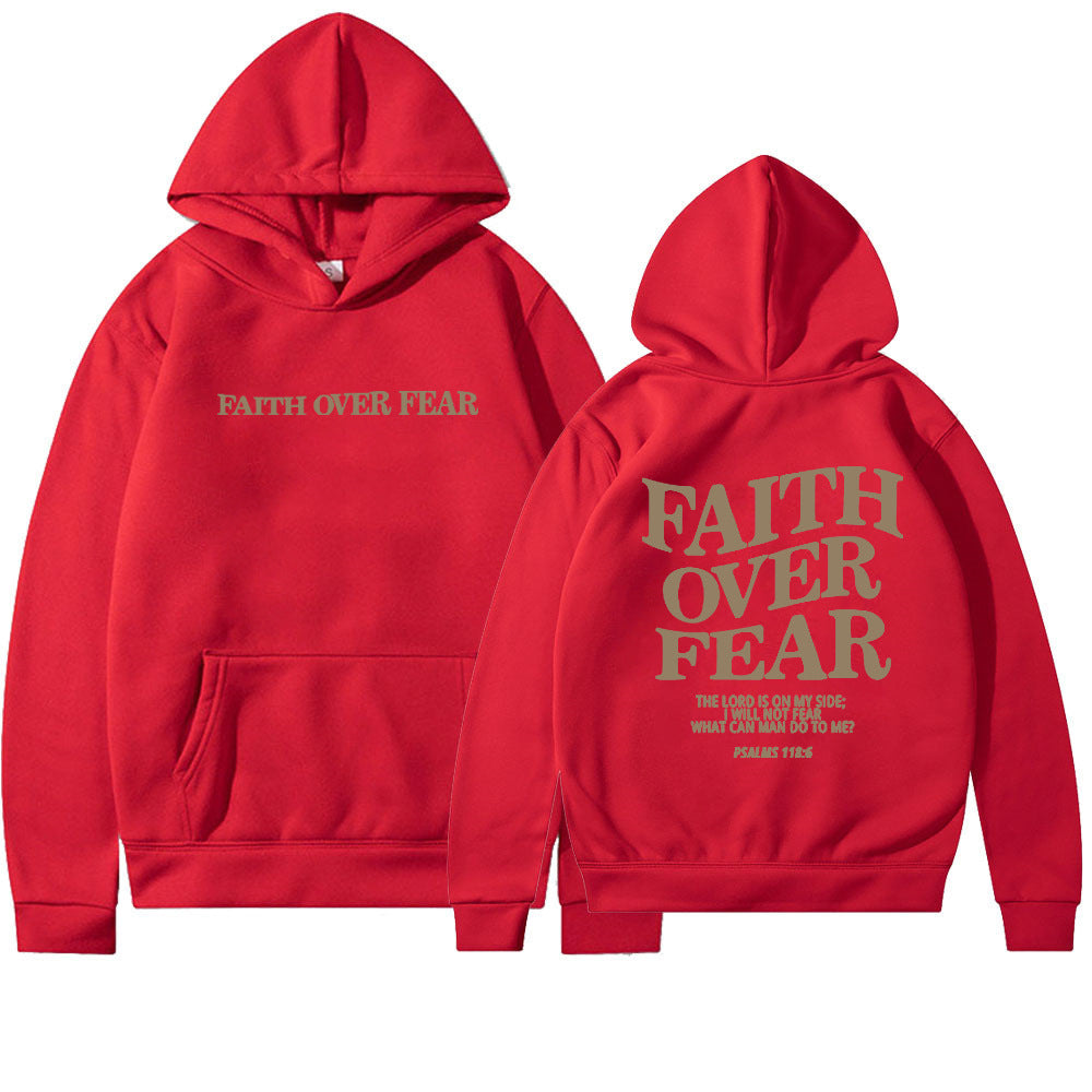 Sweat à capuche chrétien Faith Over Fear Sweat-shirt chrétien Sweat à capuche Jésus Sweat à capuche tendance T-shirt verset biblique Vêtements esthétiques unisexes