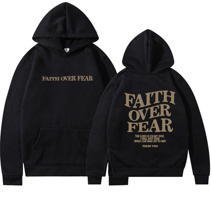 Sweat à capuche chrétien Faith Over Fear Sweat-shirt chrétien Sweat à capuche Jésus Sweat à capuche tendance T-shirt verset biblique Vêtements esthétiques unisexes