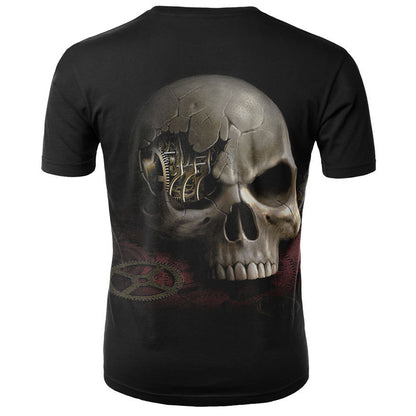 Sportliches, lässiges T-Shirt mit Totenkopf-Print und kurzen Ärmeln