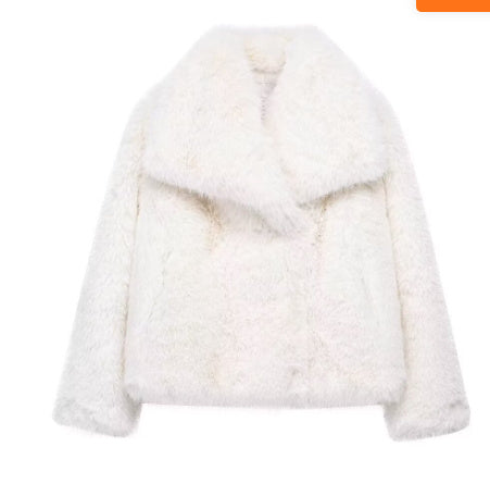 Manteau d'hiver en peluche à la mode pour femme, épais, à revers, décontracté, à manches longues