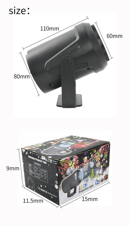 Projector Lamp High-brightness Christmas Snowflake Indoor Holiday Decoration Light Rotating