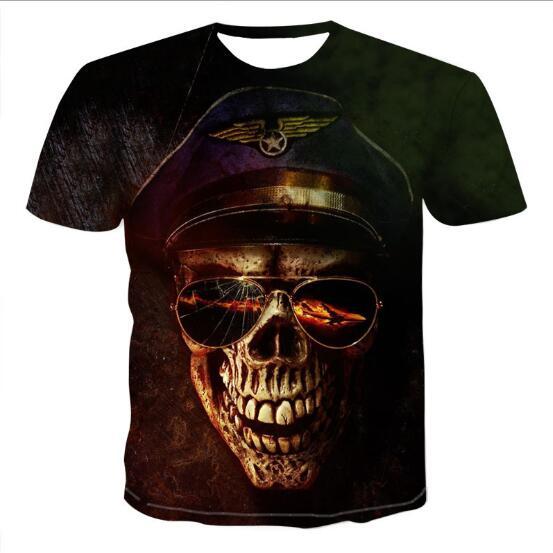 T-shirts pour hommes avec tête de mort T-shirts 3D