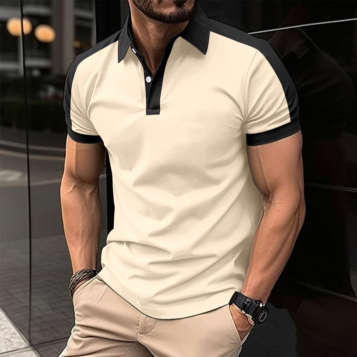 Herren Kurzarm Businesshemd Sommer Casual Poloshirts