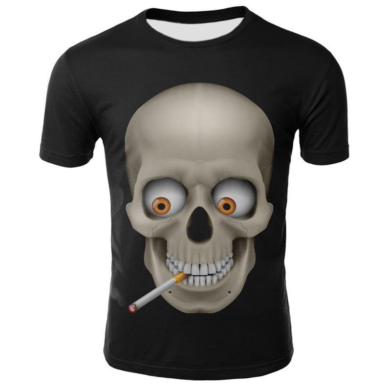 Sportliches, lässiges T-Shirt mit Totenkopf-Print und kurzen Ärmeln