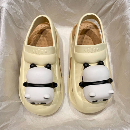 2024 Pantoufles mignonnes avec lampe panda Sandales d'été pour femme Chaussures légères et amusantes pour femmes