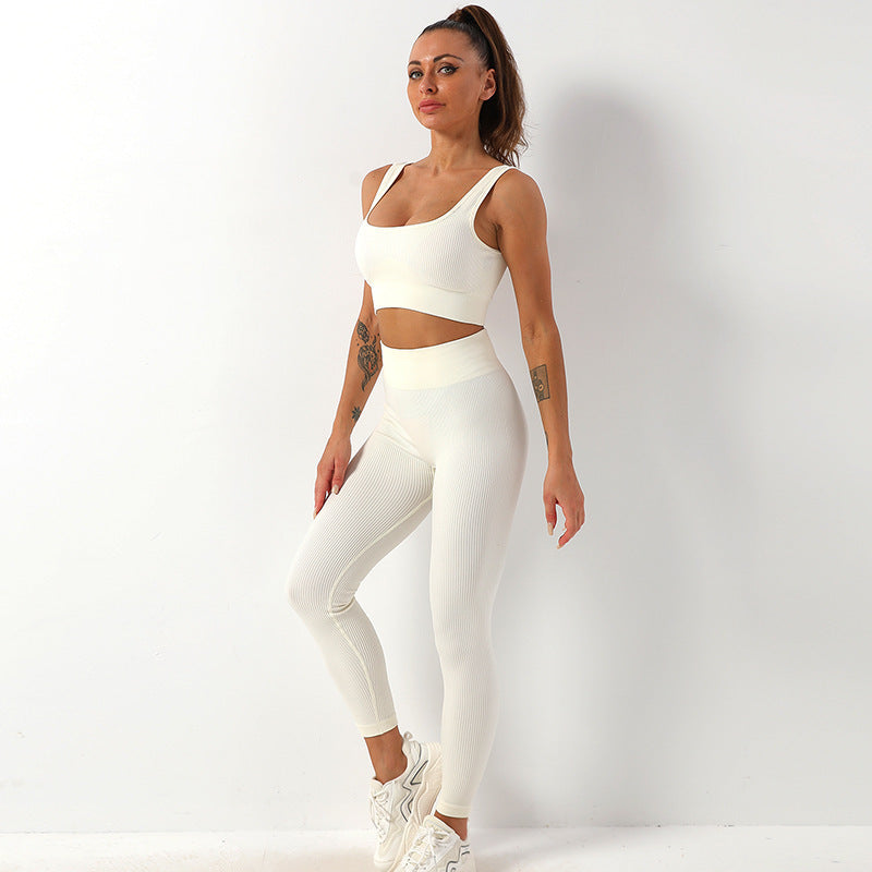 Ensemble de 2 pièces de yoga sans couture avec soutien-gorge et leggings taille haute pour femmes, pantalon de sport, de fitness, de yoga, de sport, tenues