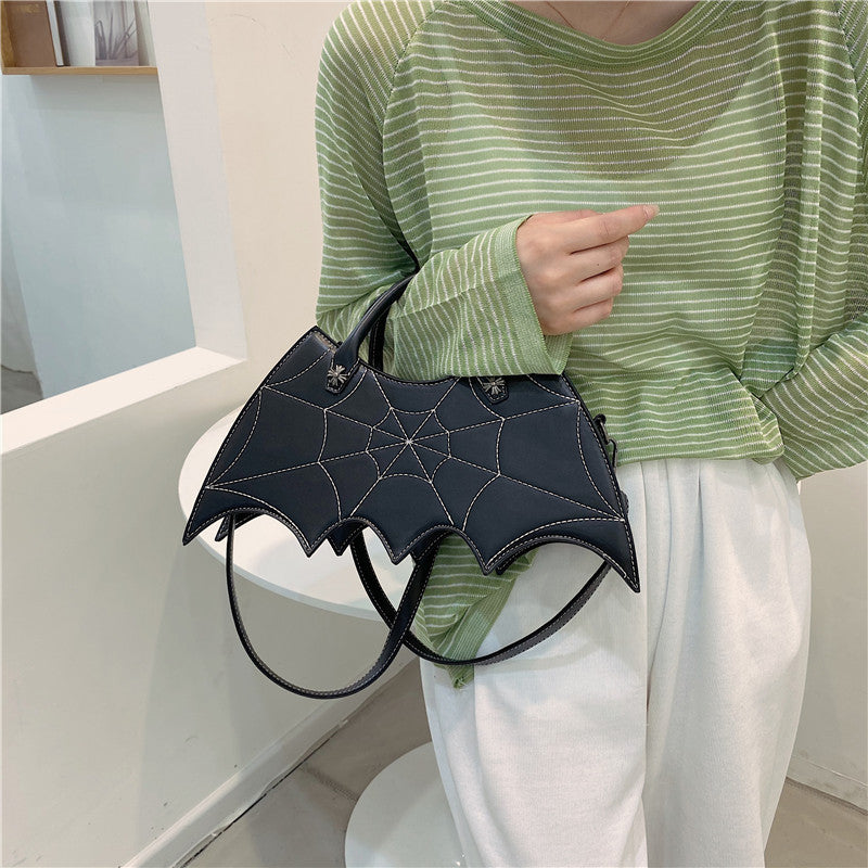 Halloween Spider Web Shape Shoulder Bags Personality Batgirl Tide Pu Handbags Fashoin Messenger Crossbody Bag