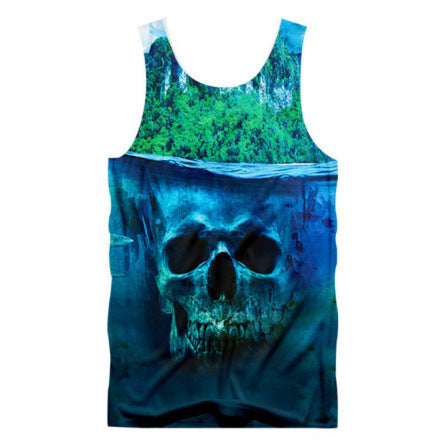 Skull Digital Printing Casual Breathable Men's New Vest