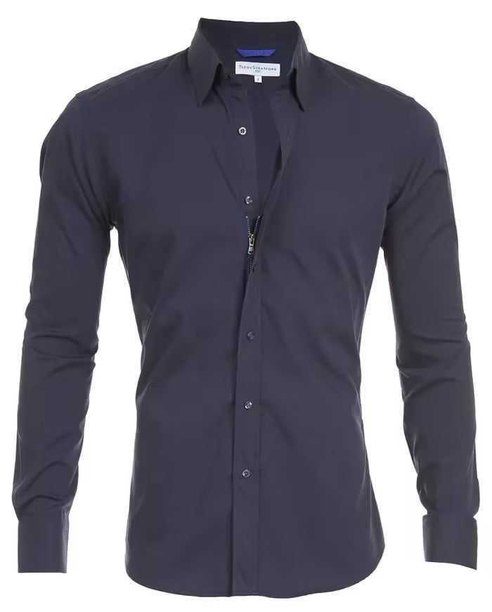 Chemise à manches longues avec fermeture éclair et boutons pour homme