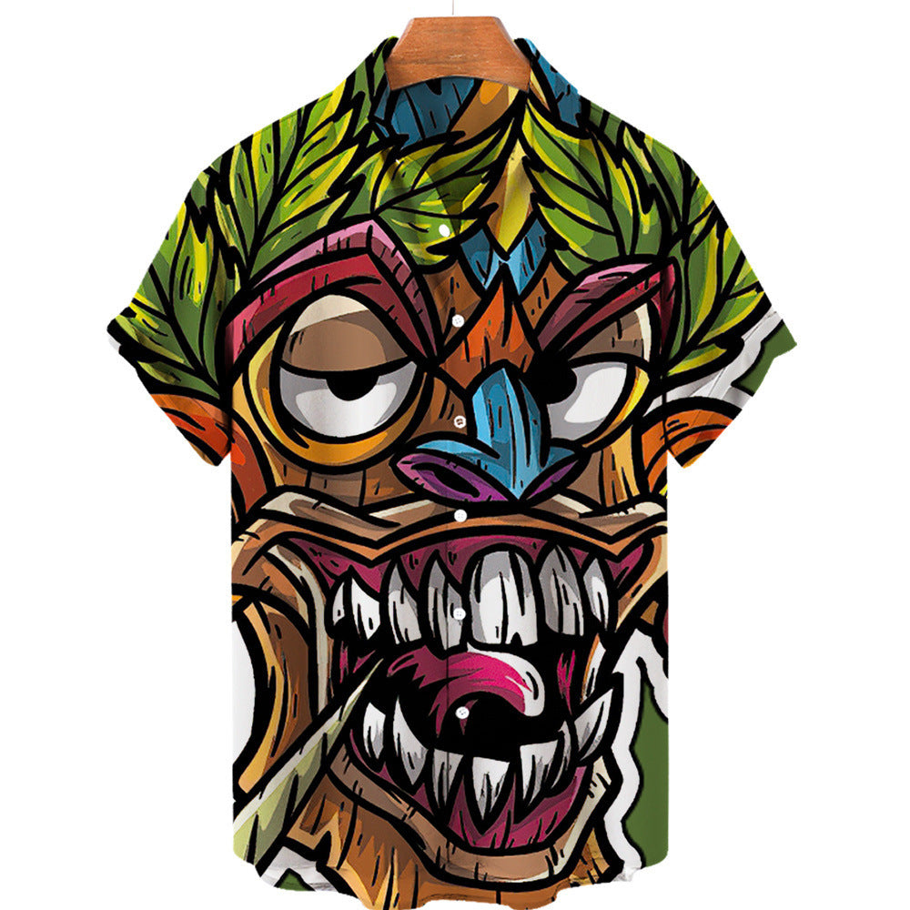 Herren Totenkopf Hemd 3D Hawaiian Kurzarm