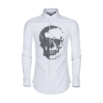 Herrenhemd Crystal Diamond Skull Langarm