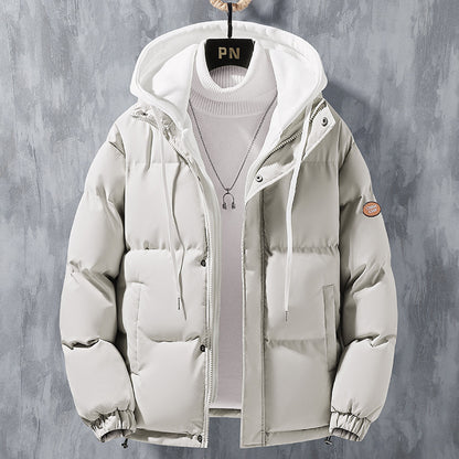 Veste à capuche tendance pour homme, manteau d'hiver coupe-vent épais en deux pièces, veste solide en coton pour loisirs et sports