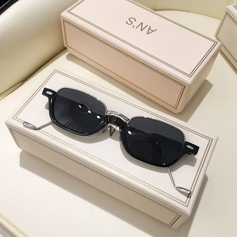 Half-frame Personality Sunglasses Trend Photo Concave Shape With Chain